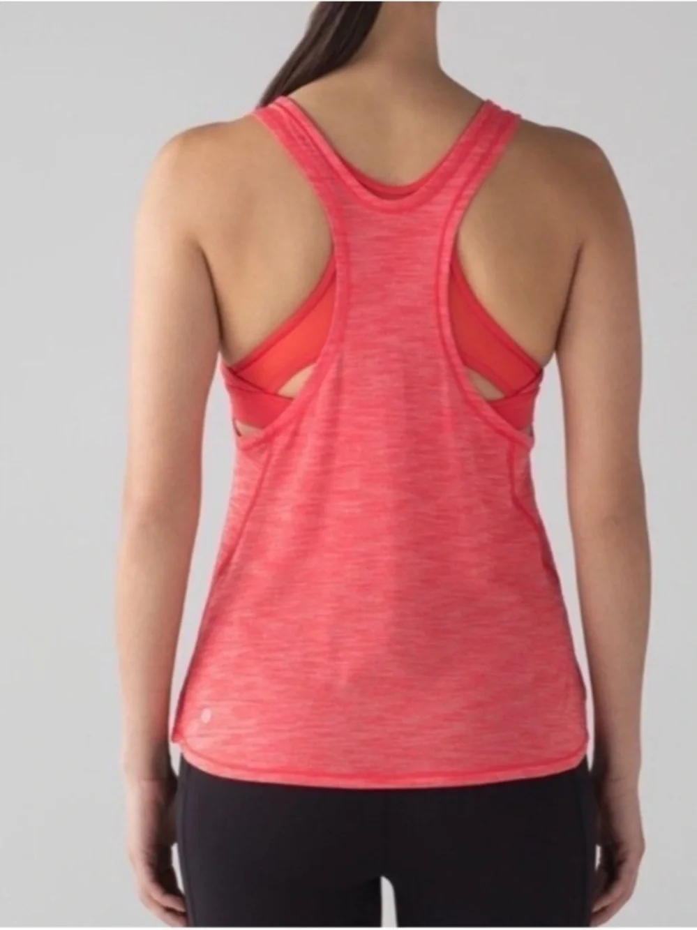 Lululemon Glide and Stride Women’s Coral Red Orange Layered Tank Top Size 6